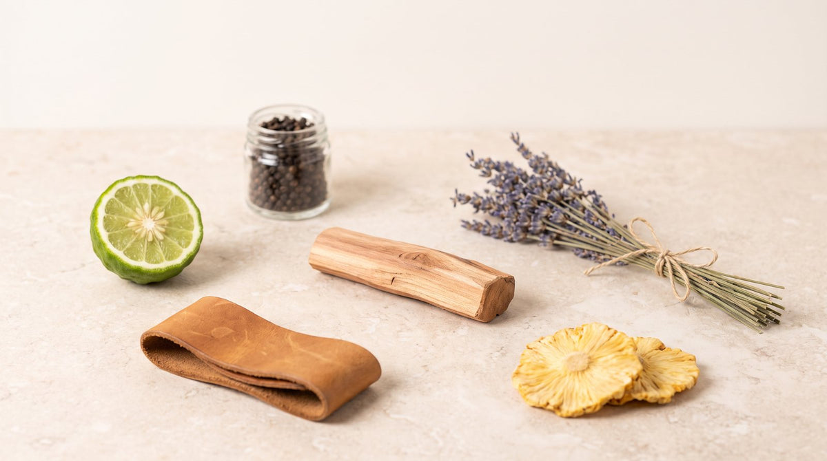 Perfume ingredients for men: bergamot, pepper, cedar, lavender and leather